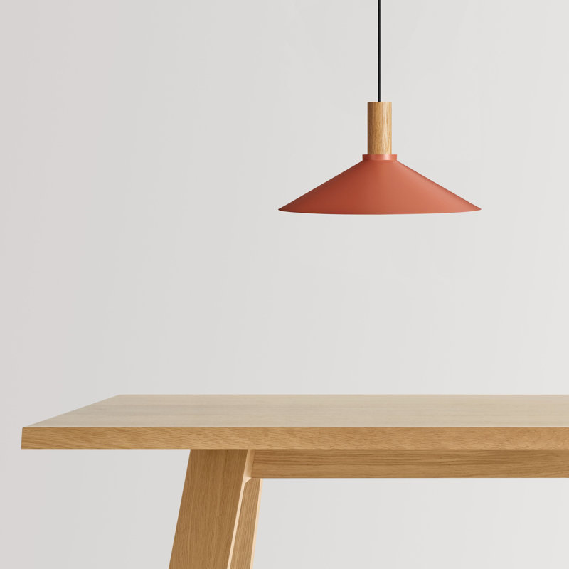 Emblem 1 - Light Pendant, White, White Oak, 9" H x 18" W x 18" D