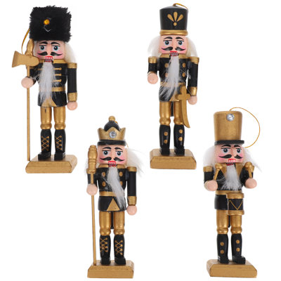 4Pcs Wooden Nutcracker Adornments Christmas Home Decorations Christmas Gifts
