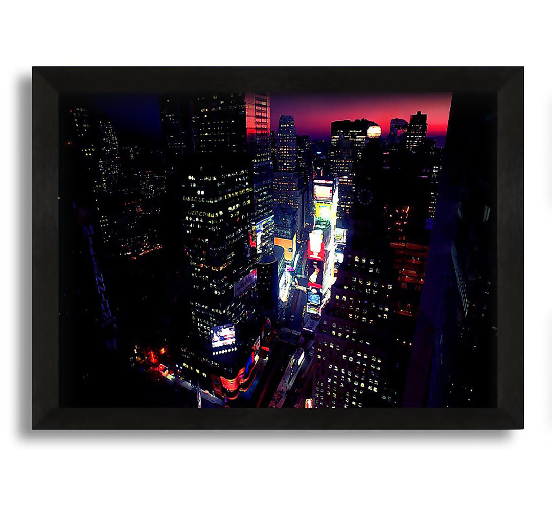 Gerahmter Fotodruck New York City Pink Skies von oben