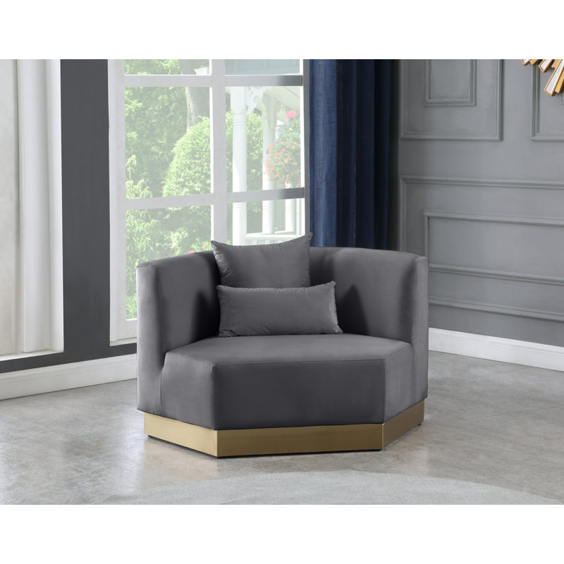 Marquis 47.75" Wide Velvet Armchair, Gray Velvet