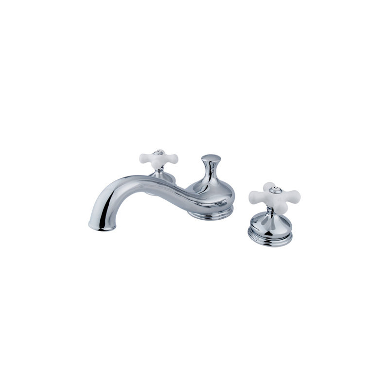 Double Handle Deck Mounted Roman Tub Faucet, Polished Chrome