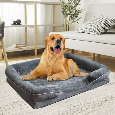 Lit pour chien en mousse à mémoire de forme pour chiens de très grande taille, canapé imperméable avec housse amovible et dessous antidérapant, canapé pour chien de 34 po x 26 po x 7,8 po pour les grandes races