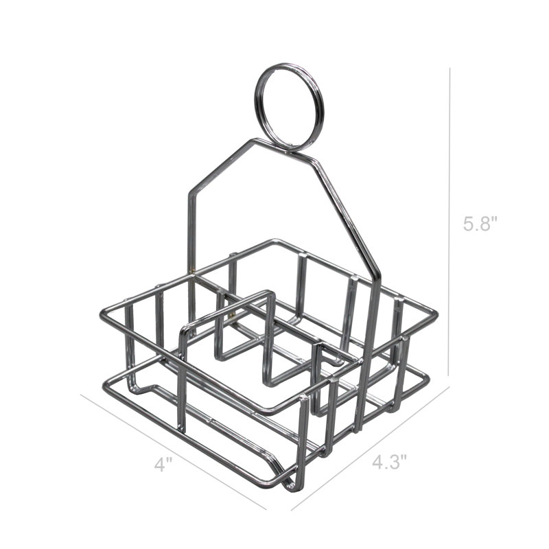 Salt and Pepper Caddy Chrome Plated Condiment Tray Basket