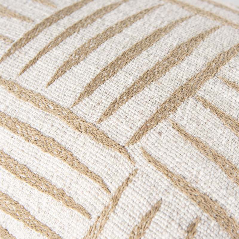 Cotton Poly Blend Throw Pillow, Polyester, Natural/Navy