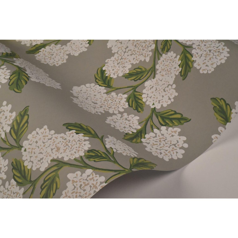 Papier peint 27 'x 27 "Hydrangea, Gris / blanc