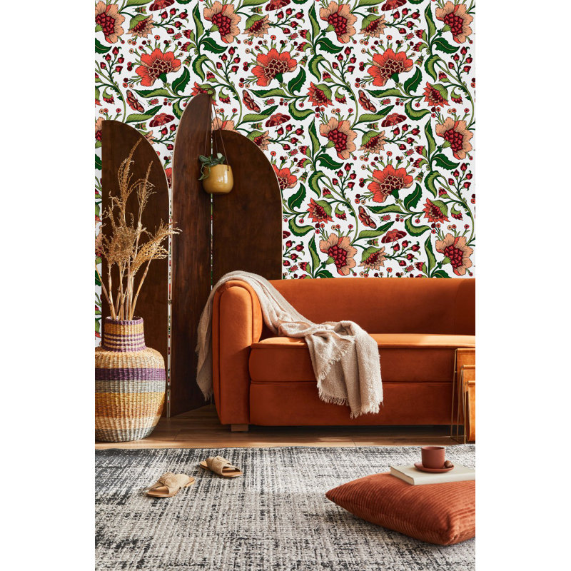 Peel & Stick Floral Tile, 2.08' W x 10.42' L