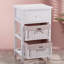 White Nightstand With Enough Storage, One Drawer And Two Removable Storage For Home Bedroom