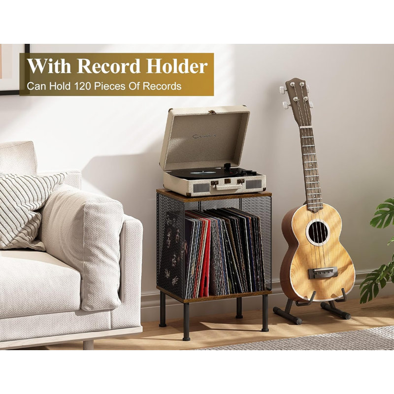 Support pour tourne-disque en vinyle avec support de rangement en vinyle