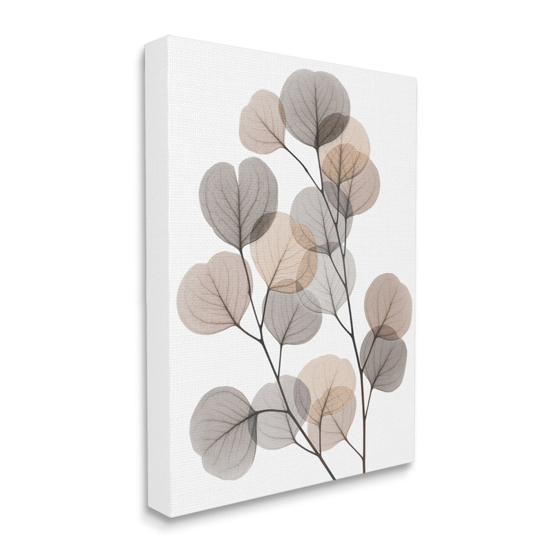 Feuilles d'eucalyptus moderne, feuilles translucides brun gris, estampe numérique encadrée, art texturé par Albert Koetsier