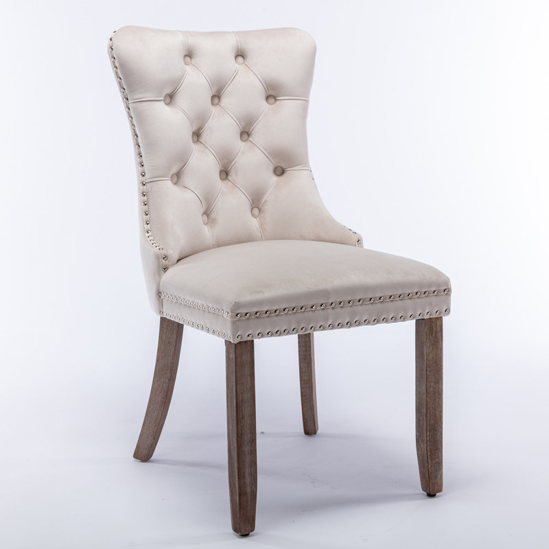 Chaise d'appoint, Velours beige / brun