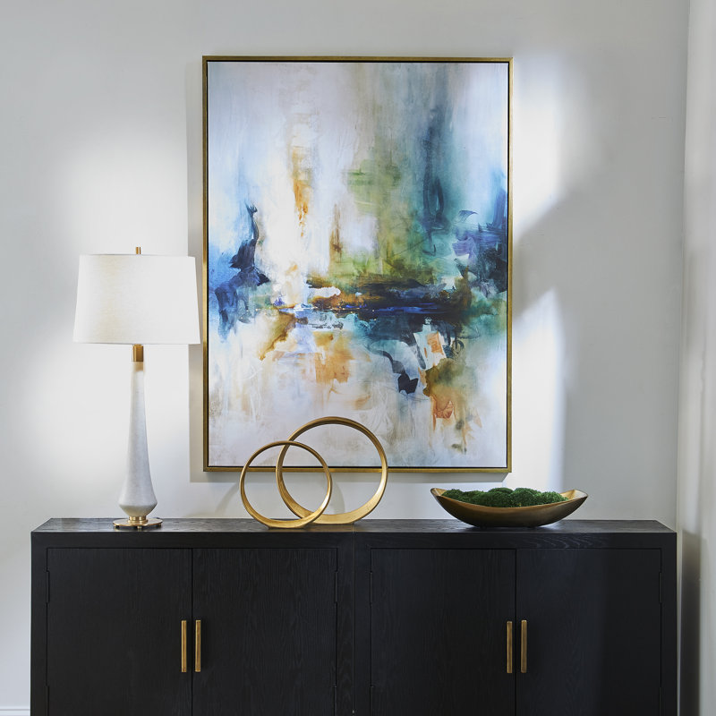 Excursion Abstract Canvas Print with Gold Frame