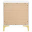 Table de chevet rectangulaire à 2 tiroirs avec accents dorés glamour et rangement spacieux, pour un décor moderne et Mid-Century.-753303976
