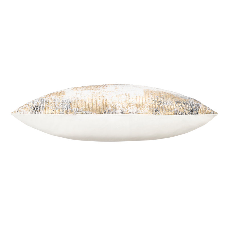 Housse et insert de coussin carré en velours Vega Pintucked, Ivoire / Doré