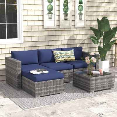 Abler Wicker 3 - Person Modular Patio Conversation Set with Cushions
