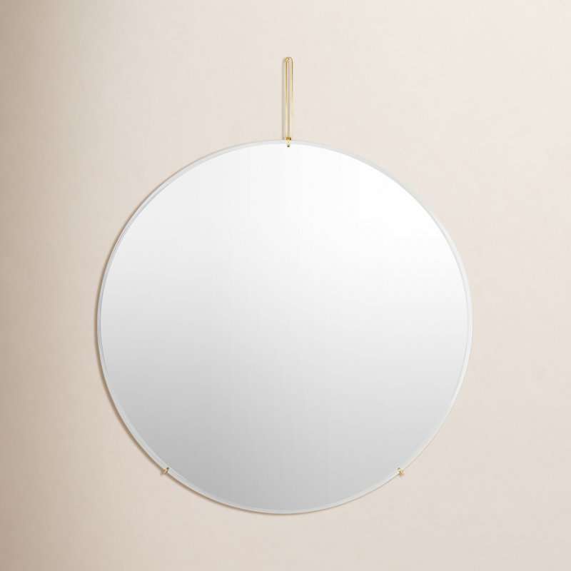 Galactic Stainless Steel Round Wall Mirror, 43.25" x 35.5"