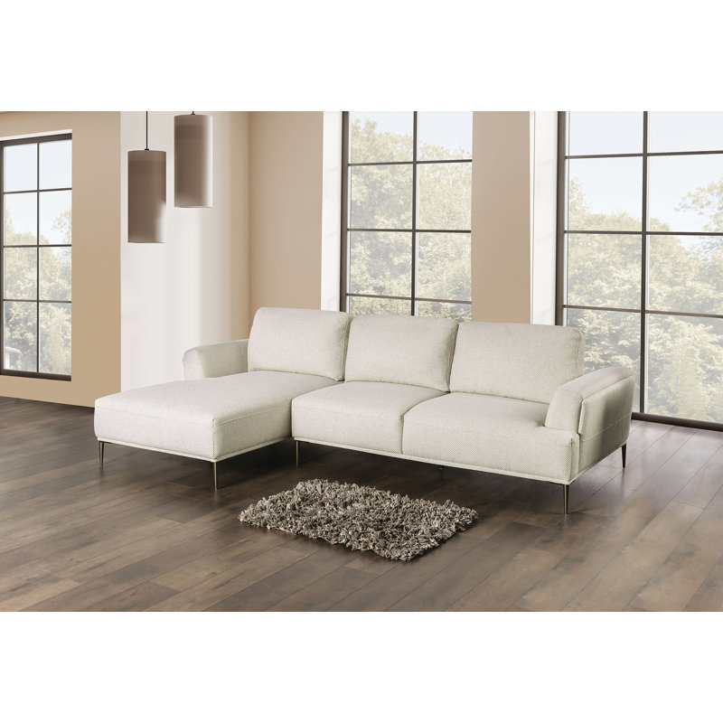 Canapé modulaire en L avec dossier extensible Kertu Chenille, Beige Chenille