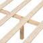 Lit avec dossier en cuir blanc tissé, structure en bois naturel