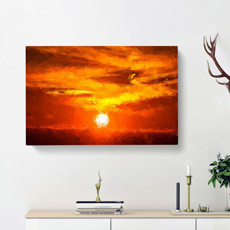 Striking Orange Sunset In Abstract - Wrapped Canvas, 50cm H x 76cm W x 3cm D