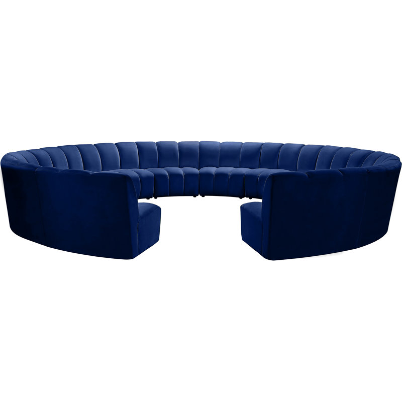 Canapé modulaire en velours Infinity, Velours bleu marine, 12 pièces