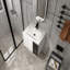 Meuble-lavabo mural 24 po avec lavabo en céramique, 2 portes à fermeture en douceur, meuble-lavabo blanc brillant et 1/2 porte en verre gris, contreplaqué (Kd-Packing)-1069925323