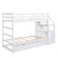 Lit superposé Twintwin avec lit gigogne et 3 escaliers de rangement blancs - crée une atmosphère de chambre à coucher confortable offrant de nombreuses options de sommeil