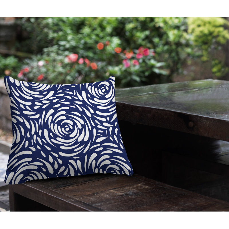 Coussin décoratif intérieur / extérieur Carvell, Bleu marine, L 19 po x H 19 po
