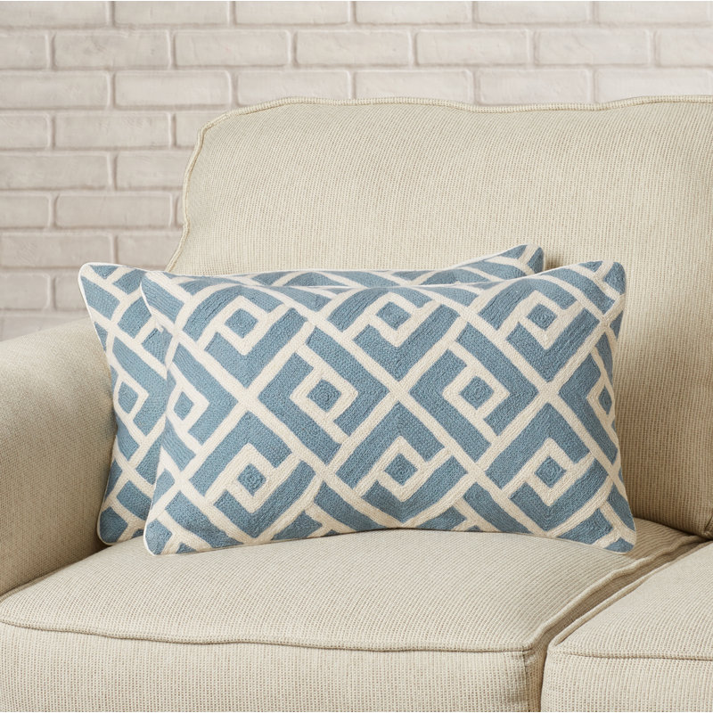 Embroidered Feather Reversible Throw Pillow