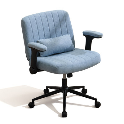 Criss Cross Office Chair With Wheels And Adjustable Flip Arms, Wide Cross Legged Desk Chair For Home Office, Bedroom, Apartment