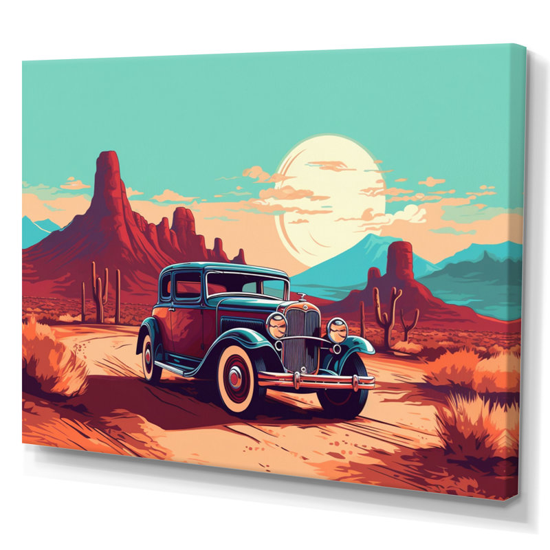 «Old American Car In Nevada V», reproduction sur toile, H 16 po x l 32 po x P 1 po, Toile tendue