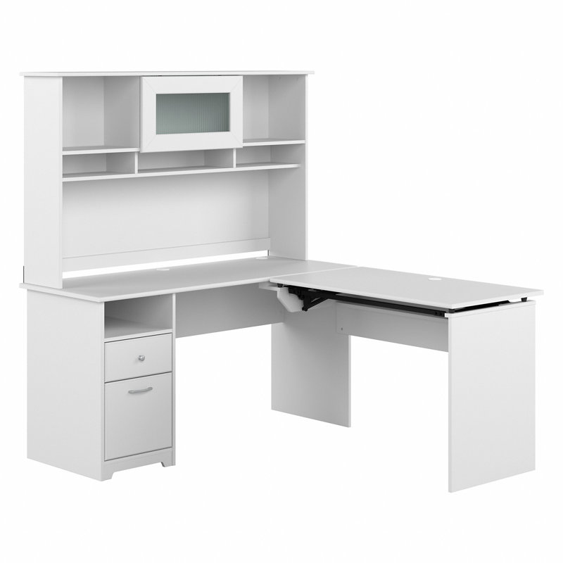 Bureau d'ordinateur en L Shelonda, Blanc, H 66,3 po x l 59,45 po x P 69,17 po