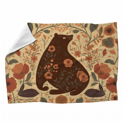 Bear Animal Machine Printed Throw Blanket