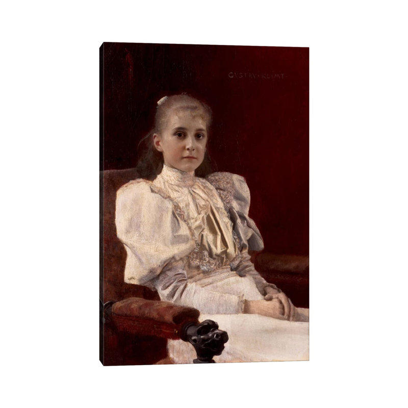 Seated Young Girl by Gustav Klimt - 1 Piece Wrapped Canvas Painting, 20.32 cm H x 30.48 cm W