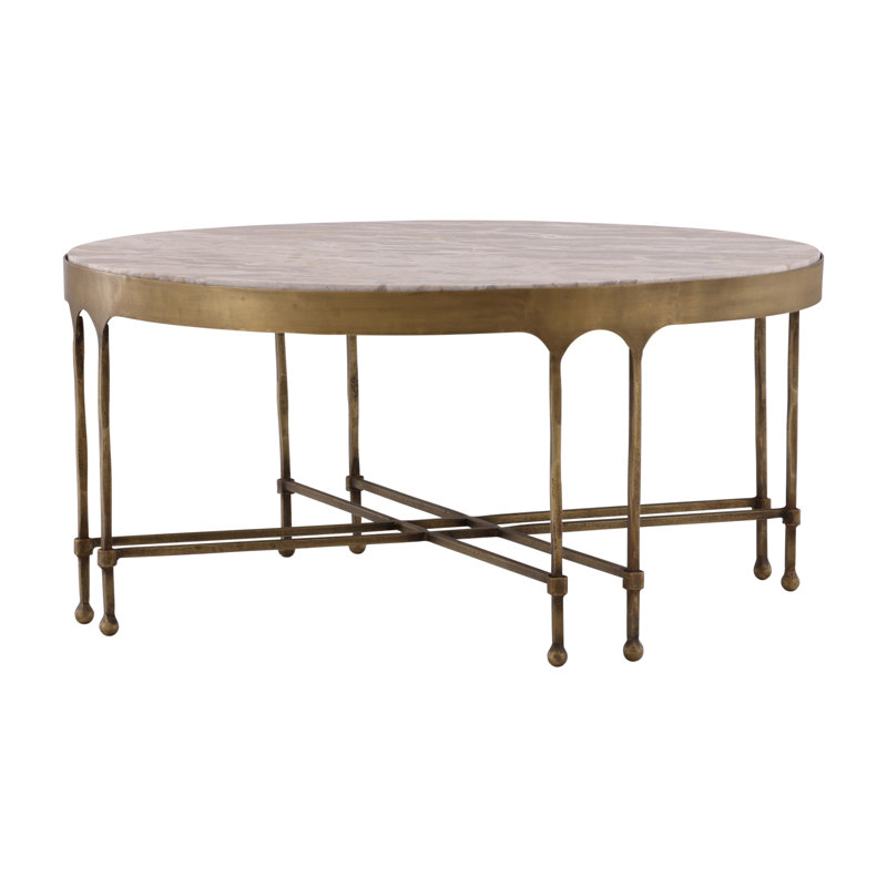 Furniture Classics Shirley Gold Iron Marble Inlay Coffee Table