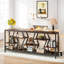 Console 70,9 pouces avec tablettes de rangement en bois à 4 niveaux, tables d'appoint industrielles très longues pour le couloir, le salon, le vestibule (brun rustique)
