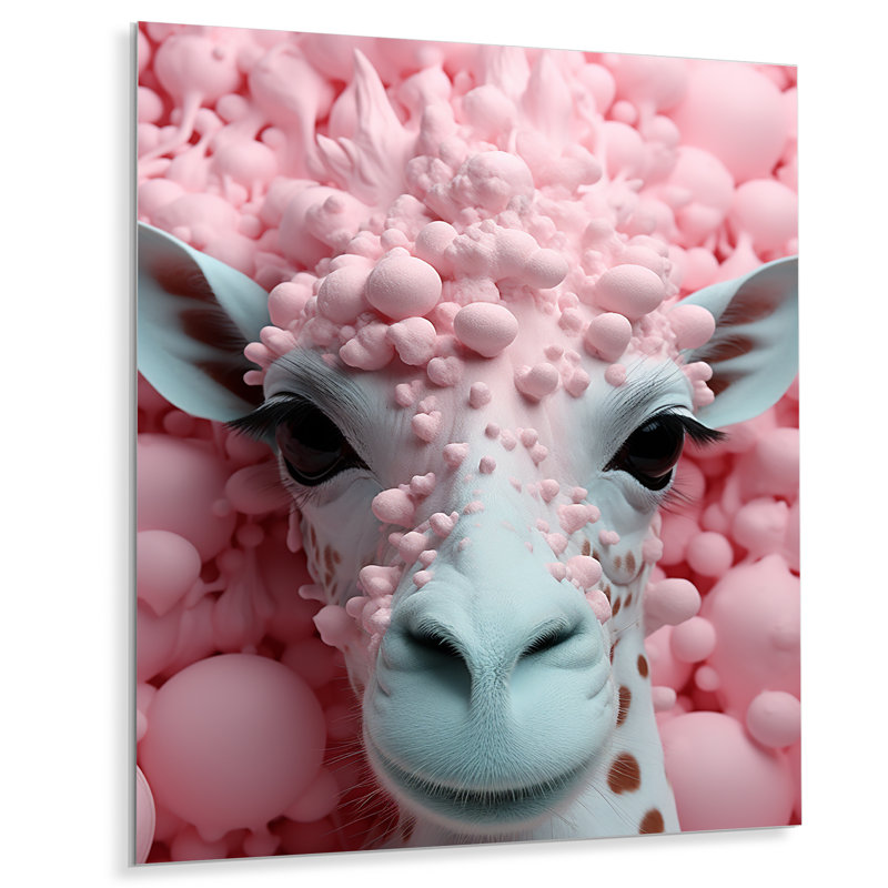 Rose pop art, bulles de girafe - Art mural en métal pour salle de bain, H 40 po x l 30 po x P 1,5 po
