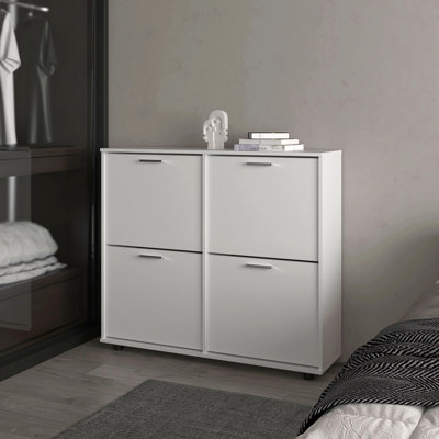Tilt-Out Shoe Storage Cabinet With Multiple Compartments And Modern Desig