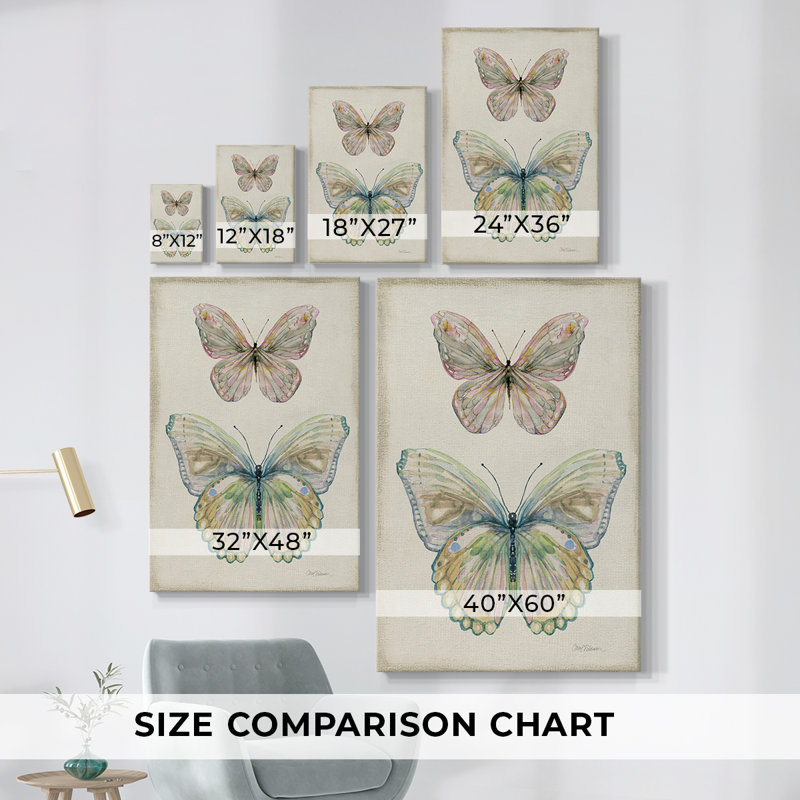 Papillon botanique I - Cavas enveloppés de galerie, H 36 po x l 24 po