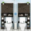 Rangement autoportant au-dessus de la toilette, armoire de rangement de salle de bain à 6 niveaux avec tablettes réglables, portes de grange-1445988609