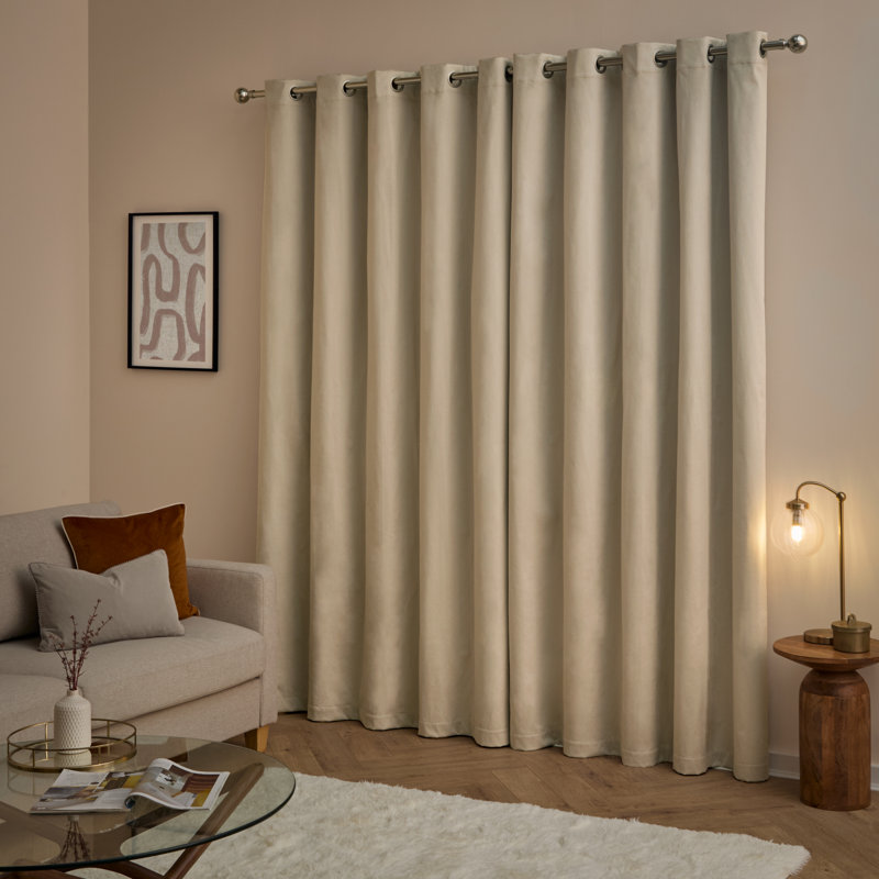The Ultimate Velvet Blackout Curtain Panel Pair, Beige, 168cm Width x 229cm Drop