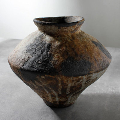 Rusty Ceramic Vase,Pottery Farmhouse Flower Vase for Centerpieces,Wabi Sabi Decorative Vase for Table,Living Room,Bedroom,Bathroom