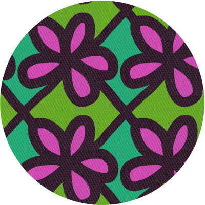 Tapis vert/rose/bleu à motif