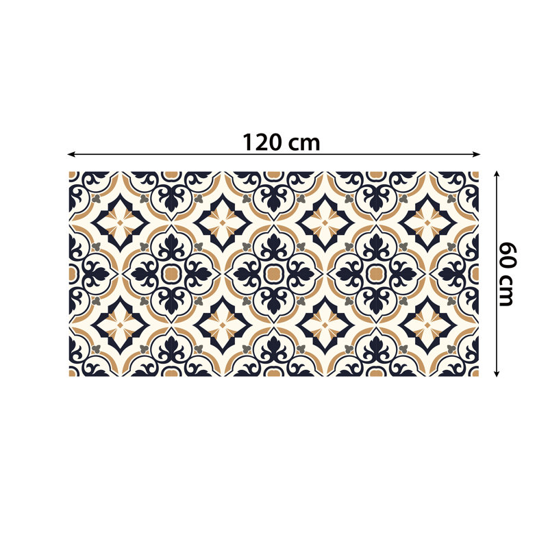 Oikos European Vintage Floral Pattern Tiles Floor Stickers 120 x 60 cm PVC