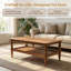 Table basse rectangulaire en bois massif avec tablettes de rangement, pieds laqués classiques, facile à assembler, parfaite pour le salon