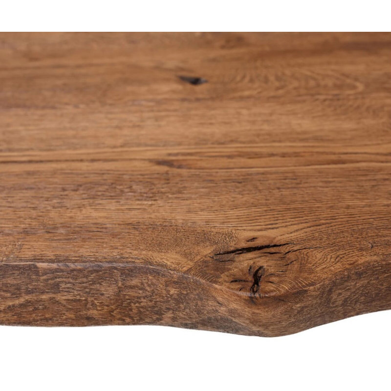 Nassrin Solid Wood Top Metal Base Dining Table