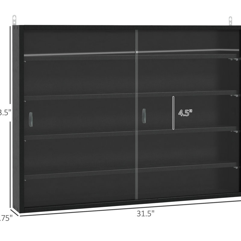 Vitrine noire avec tablettes réglables, convient aux shampooings 5 2 portes