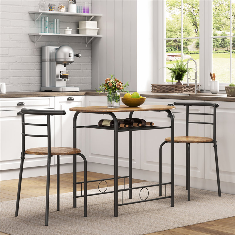 Antinio 2 - Person Dining Set, Brown/Black