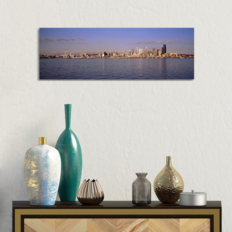 City Viewed From Alki Beach, Seattle, King County, Washington State, USA 2010 by Panoramic Images - Wrapped Canvas Panoramic Print
