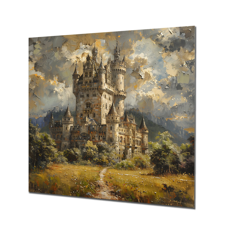 «Beige Grey Summer», tour de château tour III, impression d'art mural châteaux, Métal métal, H 16 po x l 16 po x P 1 po