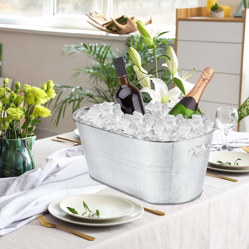 Ensemble de 4 bacs à glace en métal galvanisé de 4 gallons - Grand seau à boisson étanche pour les fêtes, la cour, le bar et la maison