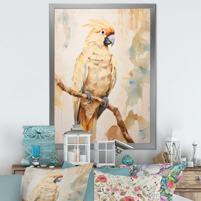 Perroquet beige plumes élégance III